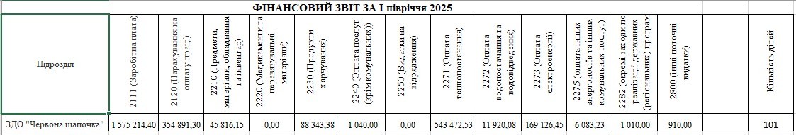 фінансовий звіт за I півріччя 2025р